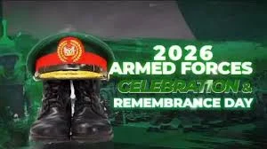 Official logo of the 2026 Armed Forces Celebration and Remembrance Day, symbolising honour, sacrifice and remembrance of fallen Nigerian military heroes.