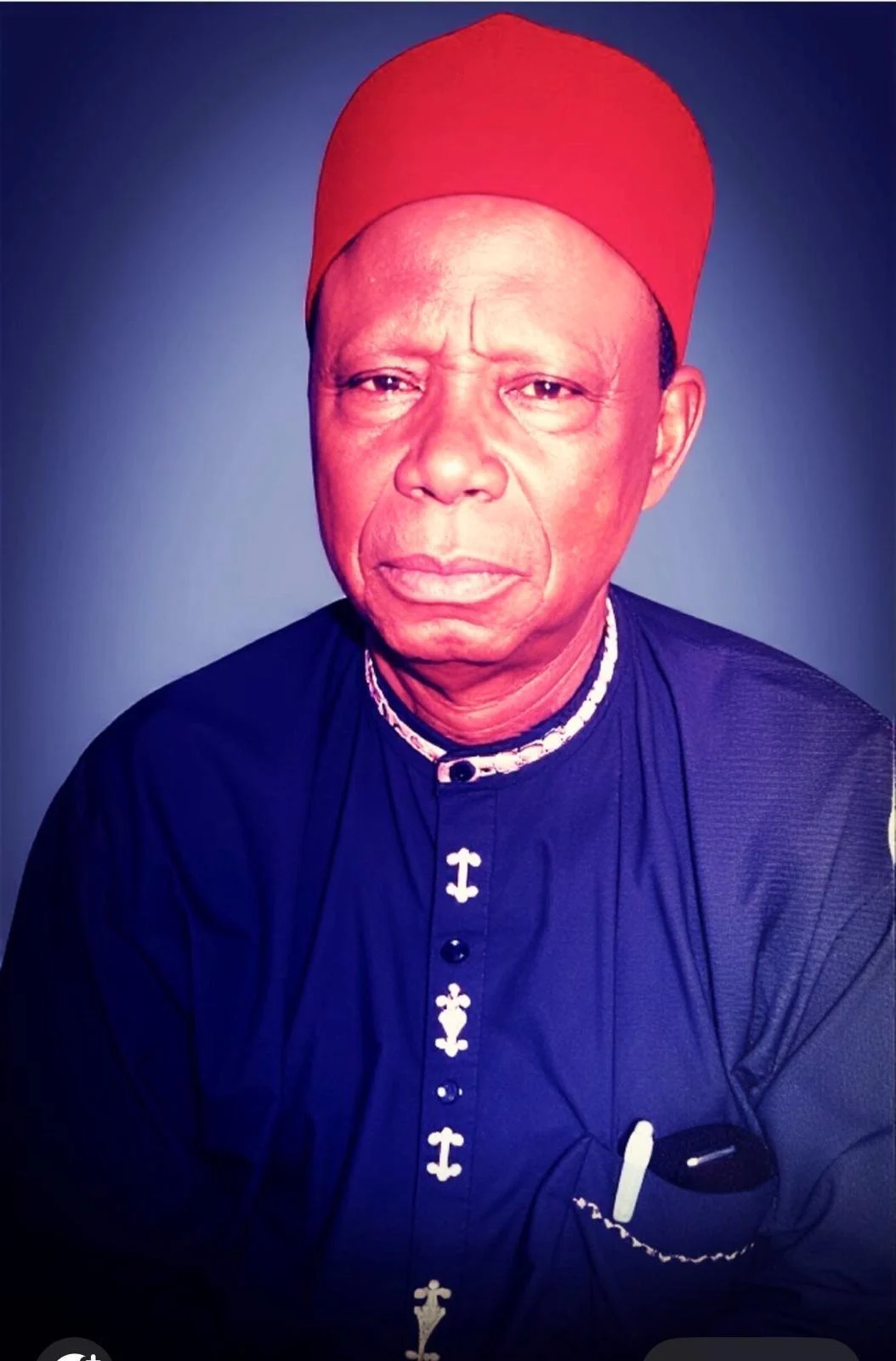Portrait-style memorial representation of Chief Solomon Enuma Azuka, Nigerian Customs officer and family patriarch remembered for equity, generosity, and quiet leadership.