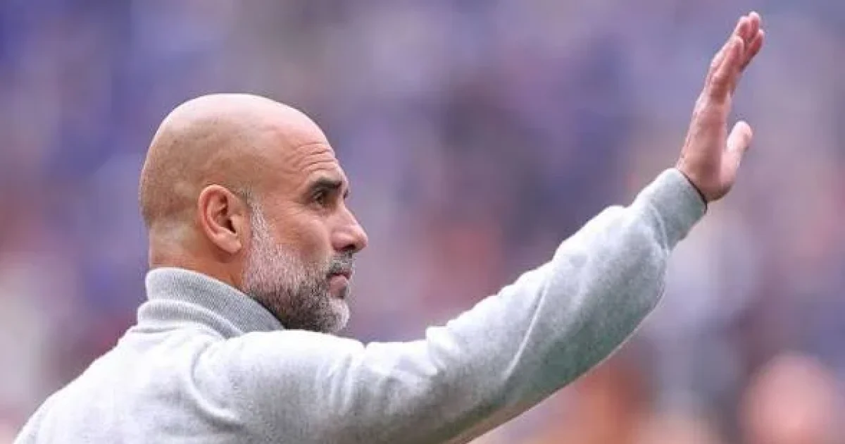 Pep Guardiola waves emotionally to Manchester City fans after his final match in charge at the Etihad Stadium following a 2-1 defeat to Aston Villa.