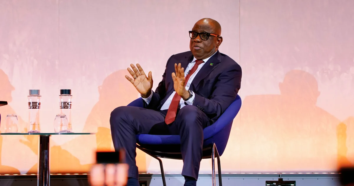 NNPC Limited GCEO Bashir Bayo Ojulari speaks during a fireside chat at International Energy Week 2026 in London.